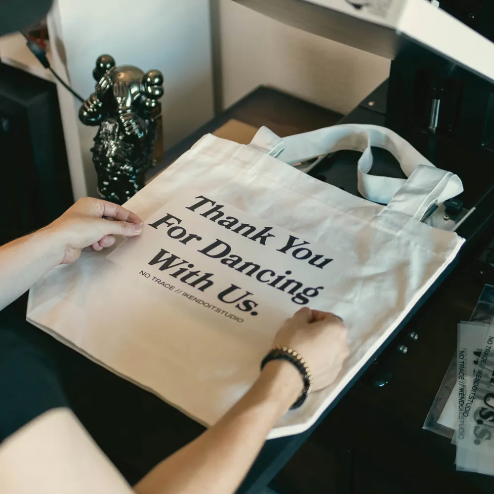 Reusable branded tote selected for a merchandise program